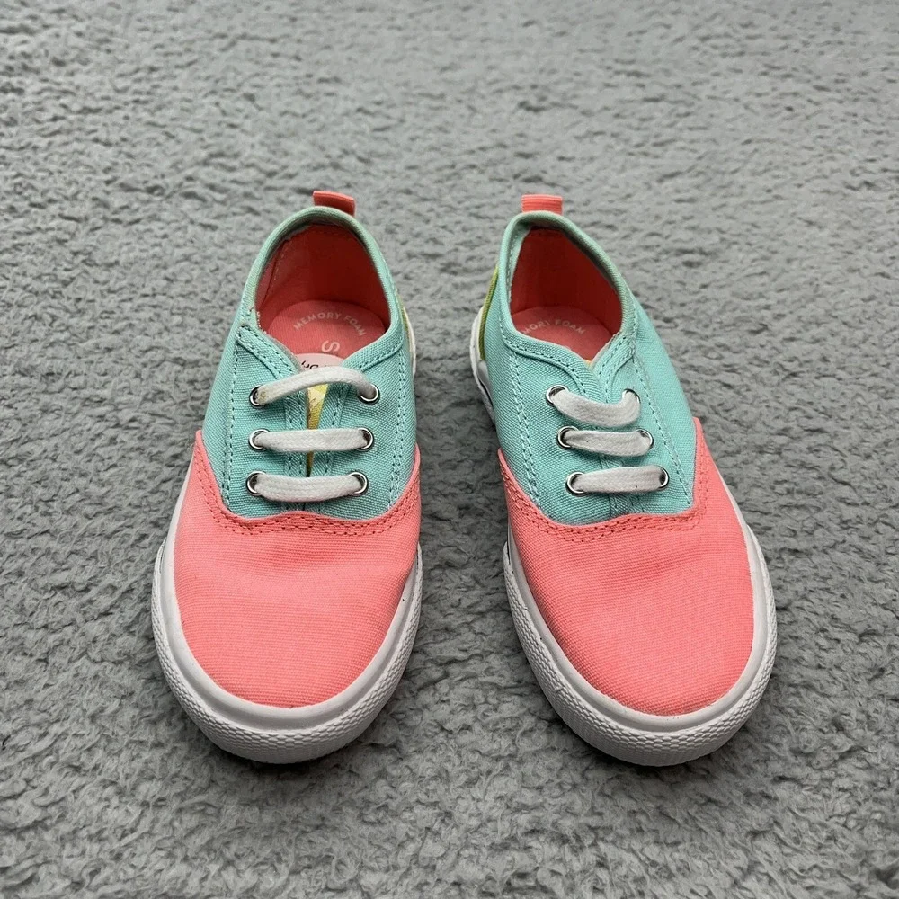 Sperry Top-Sider Pier Wave Sneakers Jr Girls 8M Boat Shoes Pink Teal Yellow